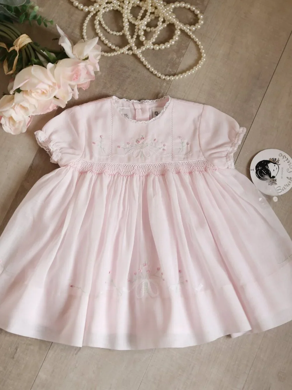 Pink Smocked Float Heirloom Dress Sarah Louise Special Occasion 6 Months NWT